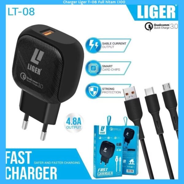 Charger Liger T-08 Full hitam (1007)