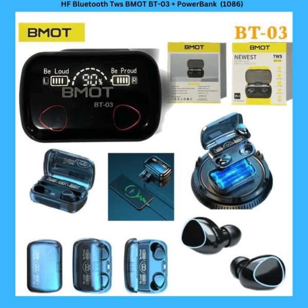 HF Bluetooth Tws BMOT BT-03 + PowerBank  (1086)