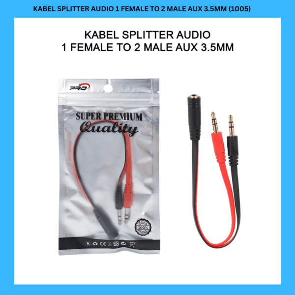 KABEL SPLITTER AUDIO 1 FEMALE TO 2 MALE AUX 3.5MM (1005)