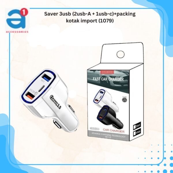 Saver 3usb (2usb-A + 1usb-c)+packing kotak import (1079)